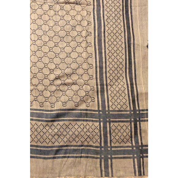 Gucci Brown & Beige GG Logo Print Wrap Shawl Scarf Pre-owned - Picture 13 of 16